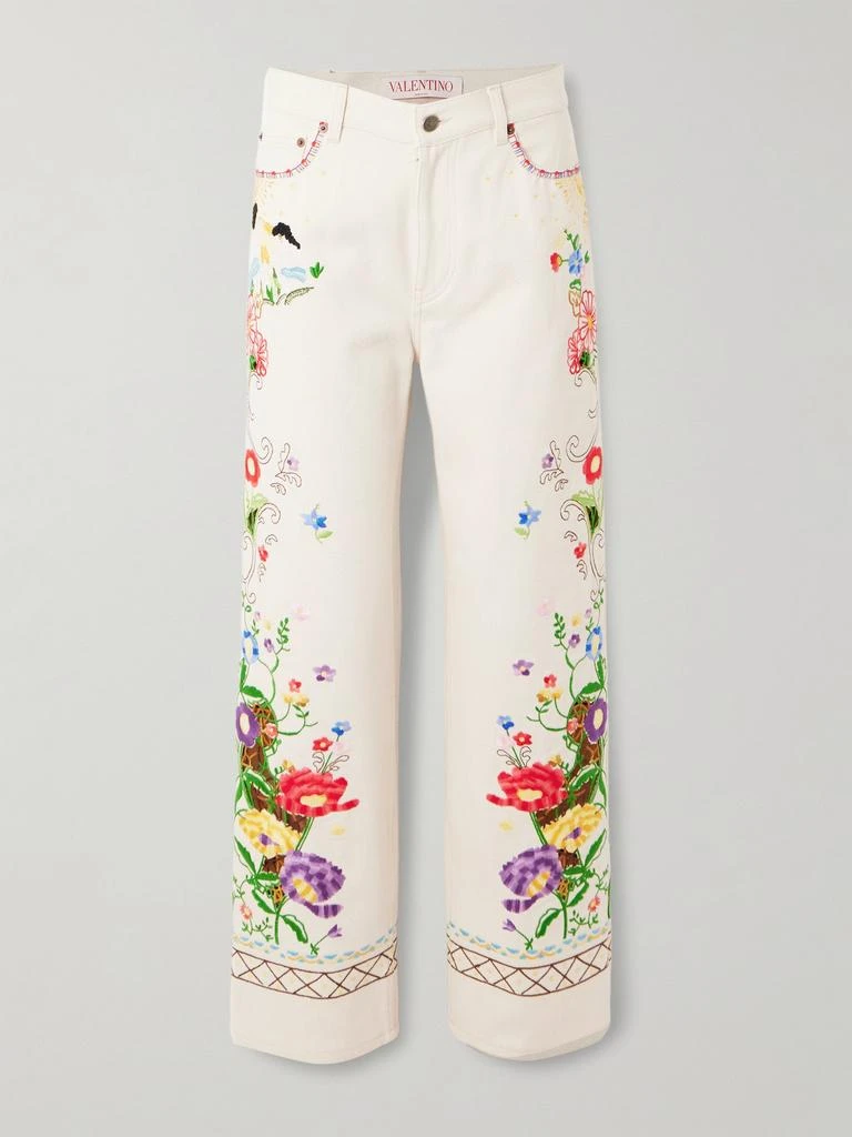 商品Valentino|刺绣高腰直筒牛仔裤,价格¥18633,第1张图片