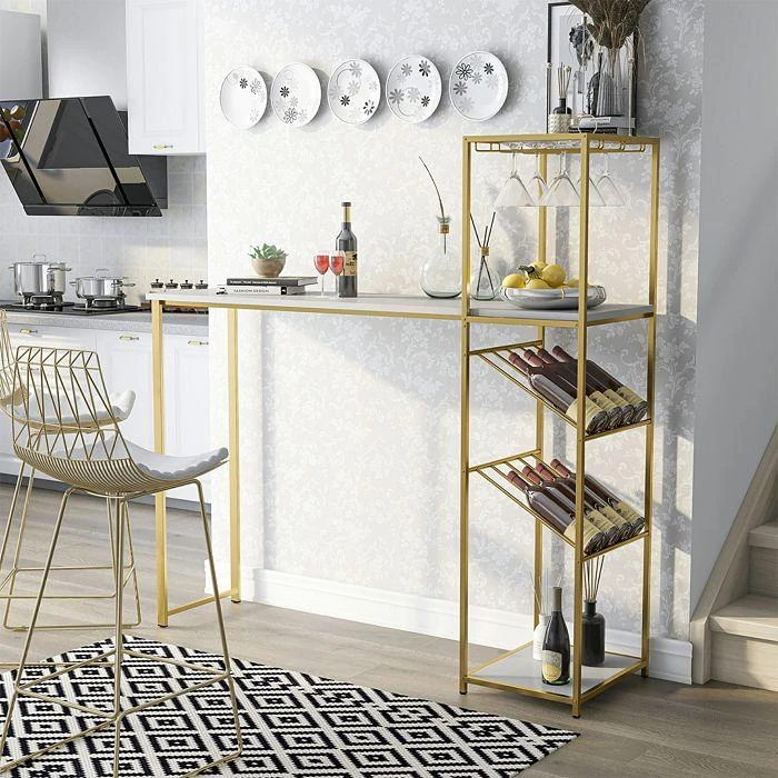商品Sparrow & Wren|Danby High Gloss White and Gold-Tone Bar Table,价格¥4362,第2张图片详细描述