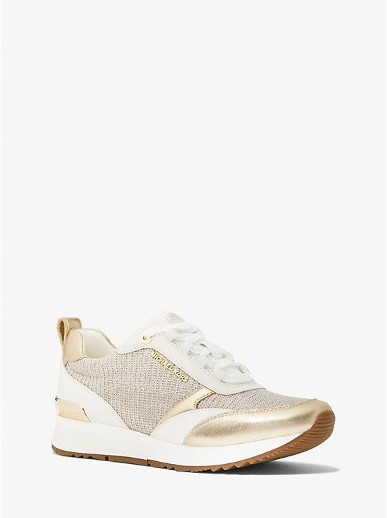 商品Michael Kors|Allie Stride Leather and Glitter Chain-Mesh Trainer,价格¥595,第1张图片