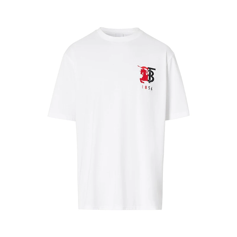 商品Burberry|现货BURBERRY/博柏利 经典款 男女同款白色棉质圆领T恤80223081,价格¥1381,第1张图片