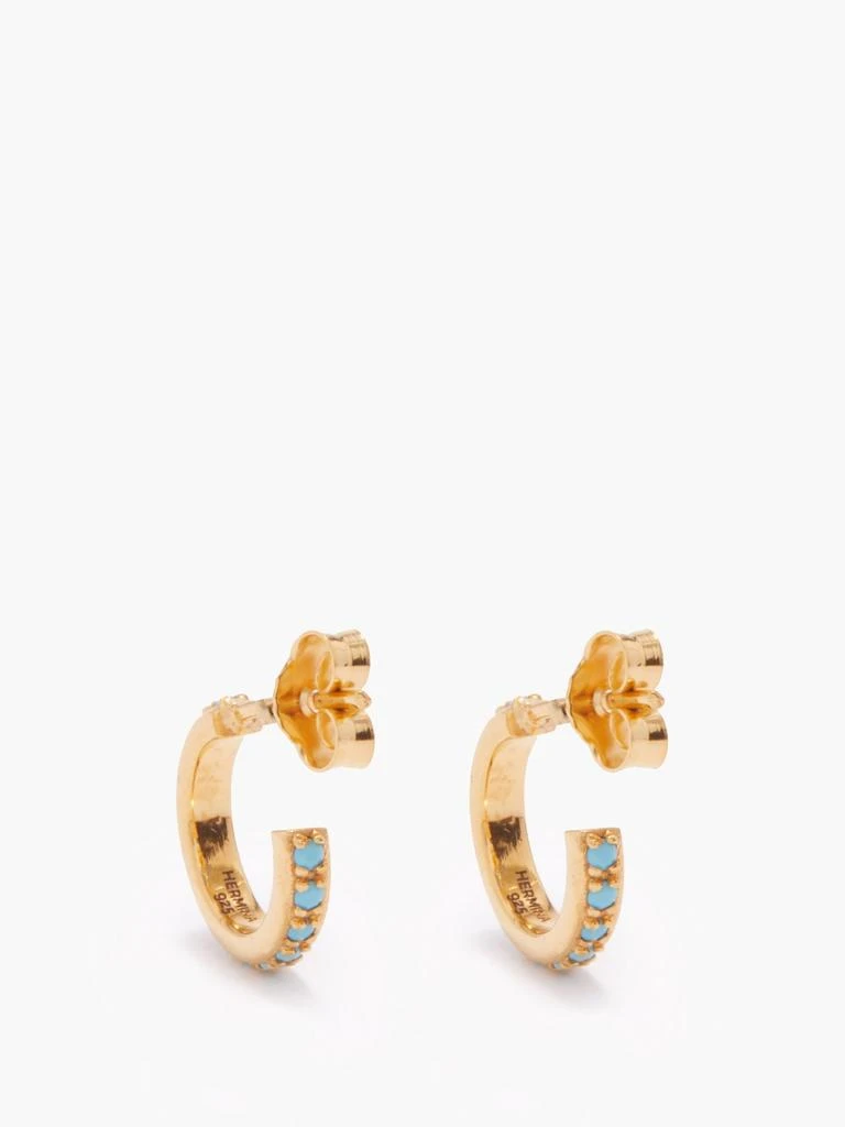 商品Hermina Athens|Turquoise & gold-vermeil hoop earrings,价格¥864,第4张图片详细描述