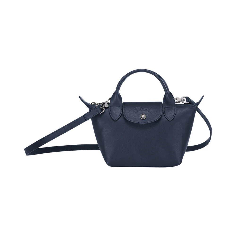 商品Longchamp|LONGCHAMP 女士海军蓝羊皮mini手提斜挎包 1500757556,价格¥1980,第1张图片