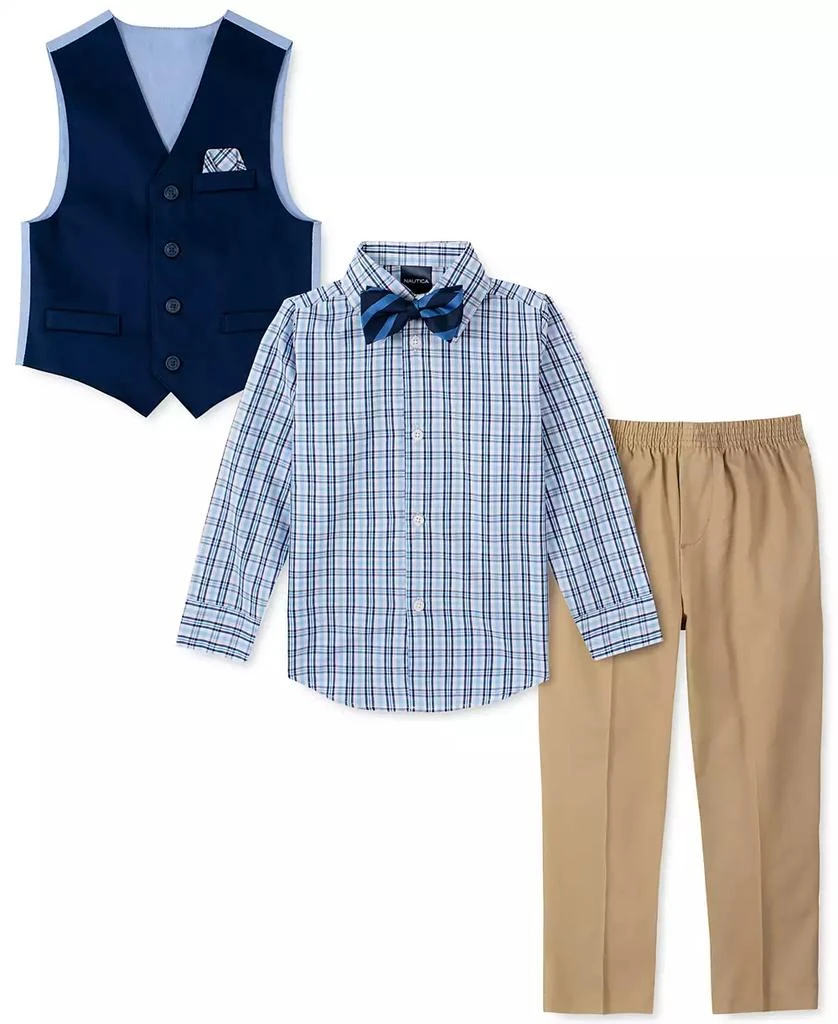 商品Nautica|Toddler and Little Boys 4-Pc. Twill Machine Washable Vest Set,价格¥336,第4张图片详细描述