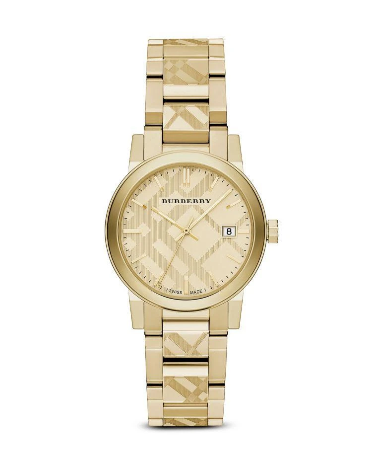 商品Burberry|Check Etched Bracelet Watch, 34mm 菱格手链式腕表,价格¥3566,第1张图片