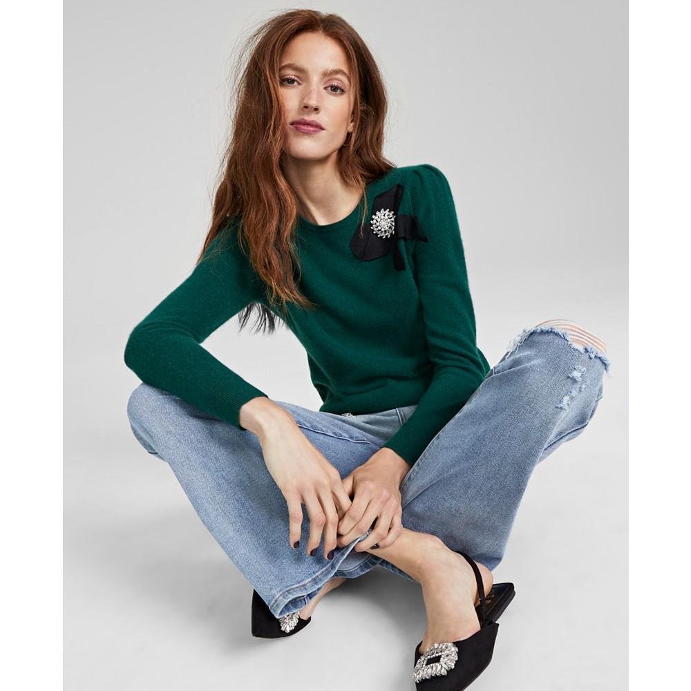 商品Charter Club|Women's 100% Cashmere Embellished Bow Sweater, Created for Macy's,价格¥657,第1张图片