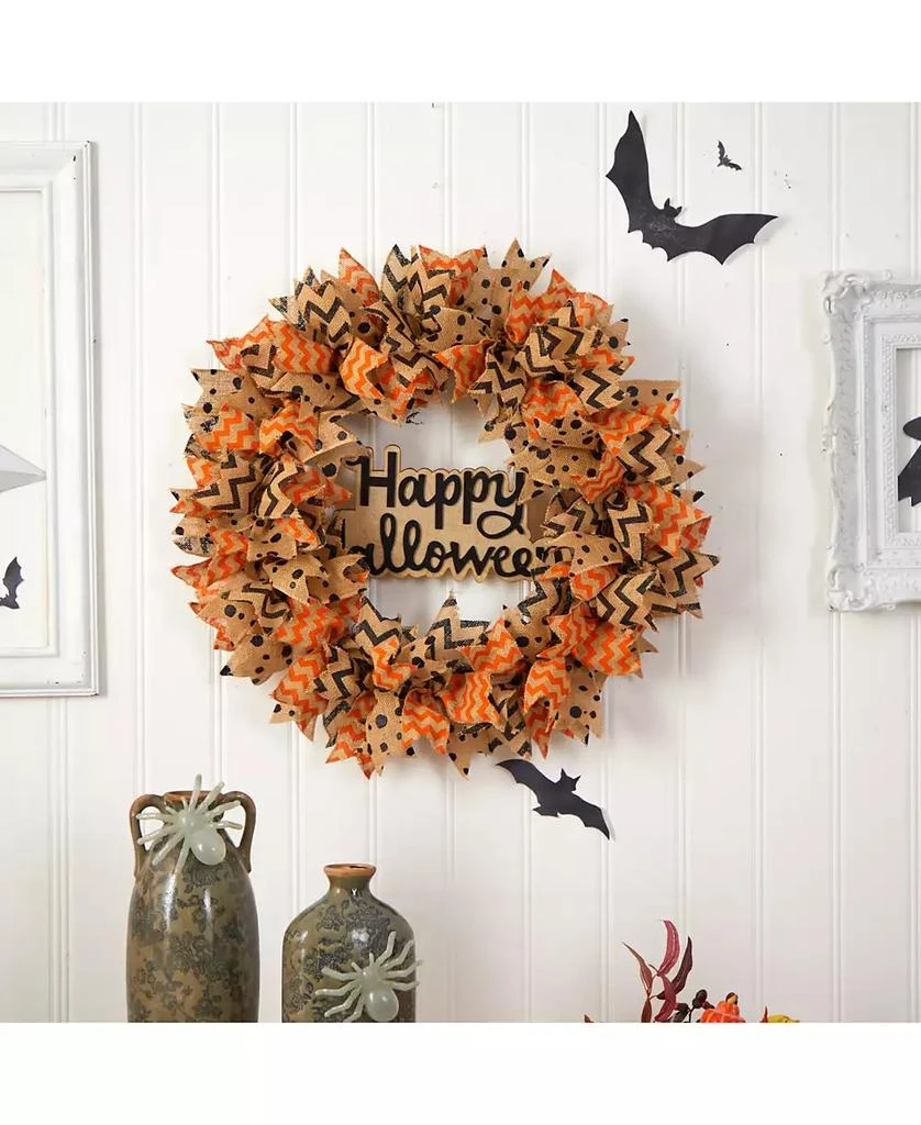 商品NEARLY NATURAL|30" Halloween Burlap Ribbon Wreath,价格¥1927,第3张图片详细描述