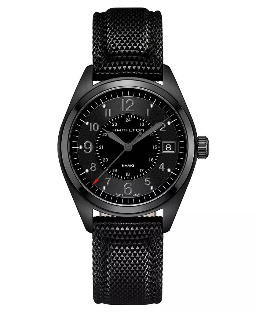 商品Hamilton|Men's Swiss Khaki Field Black Rubber Strap Watch 40mm H68401735,价格¥4518,第2张图片详细描述