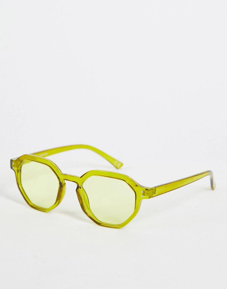 商品ASOS|ASOS DESIGN hexagon sunglasses in green - LGREEN,价格¥75,第1张图片