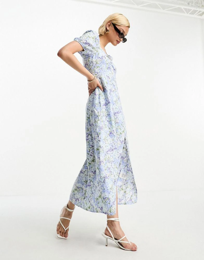 商品& Other Stories|& Other Stories linen puff sleeve midi dress in rosario print,价格¥522,第3张图片详细描述