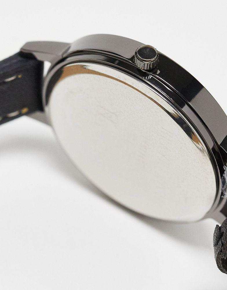 Brave Soul slimline strap watch in black商品第2张图片规格展示