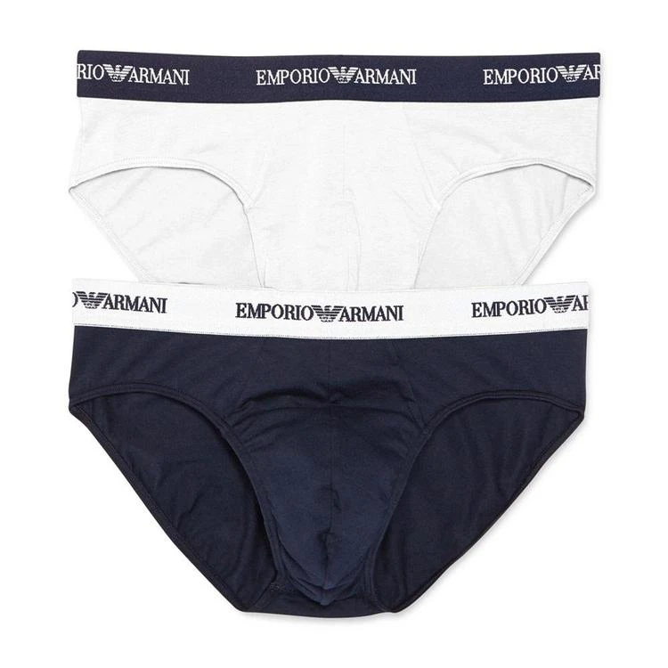 商品Emporio Armani|Men's Stretch-Cotton Briefs 2-Pack,价格¥135,第2张图片详细描述