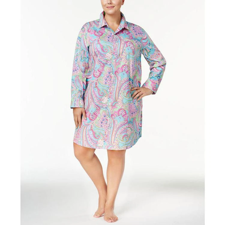 商品Ralph Lauren|Plus Size Portofino Cotton Sateen Sleepshirt,价格¥343,第1张图片
