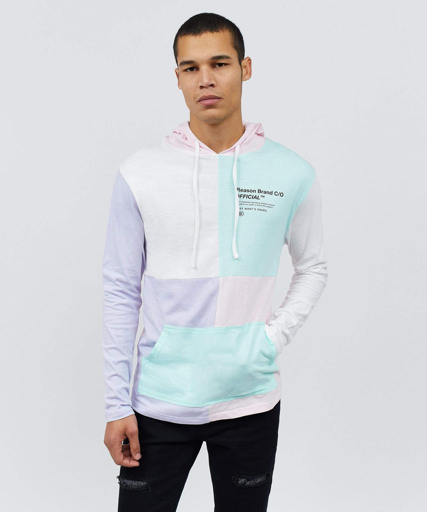 Color Block Long Sleeve Light Pastel Hoodie商品第1张图片规格展示