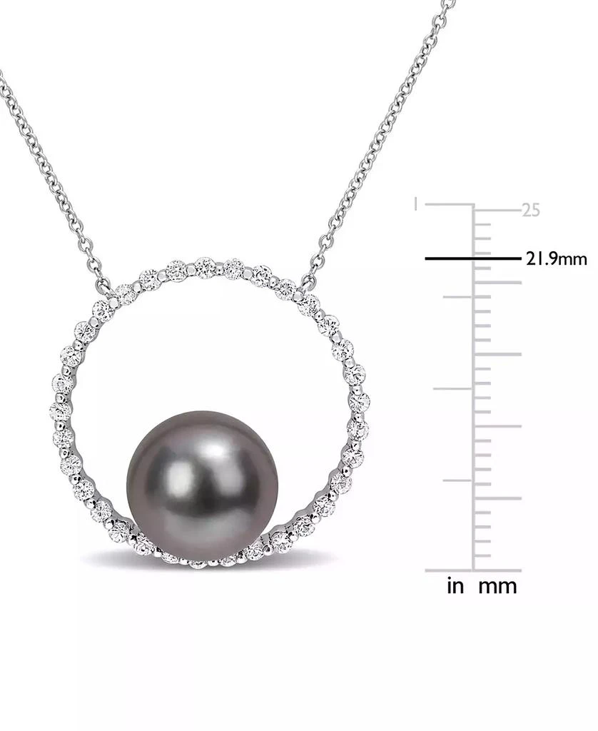 商品Macy's|Black Cultured Tahitian Pearl (9-1/2mm) Circle 17" Pendant Necklace in 10k White Gold,价格¥5535,第4张图片详细描述