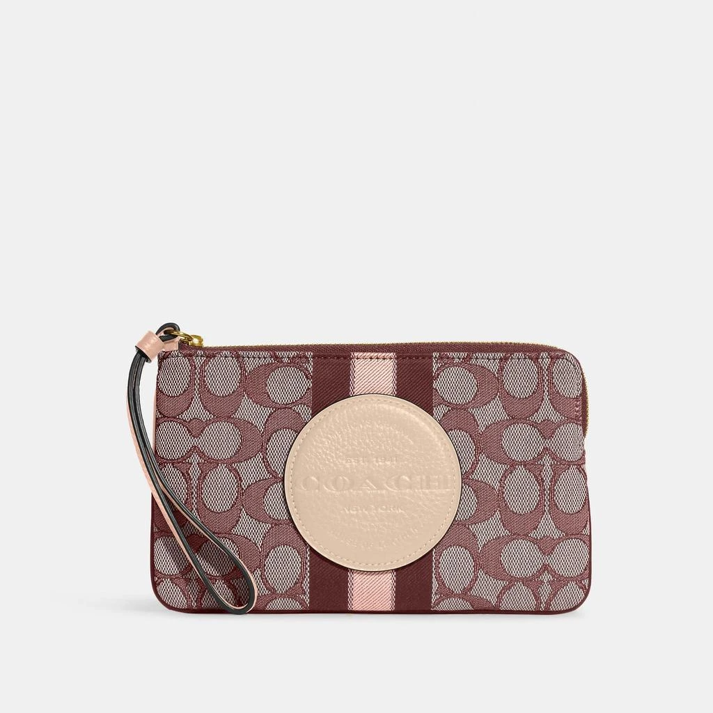 Coach Outlet Coach Outlet Dempsey Large Corner Zip Wristlet In Signature Jacquard With Stripe And Coach Patch 4