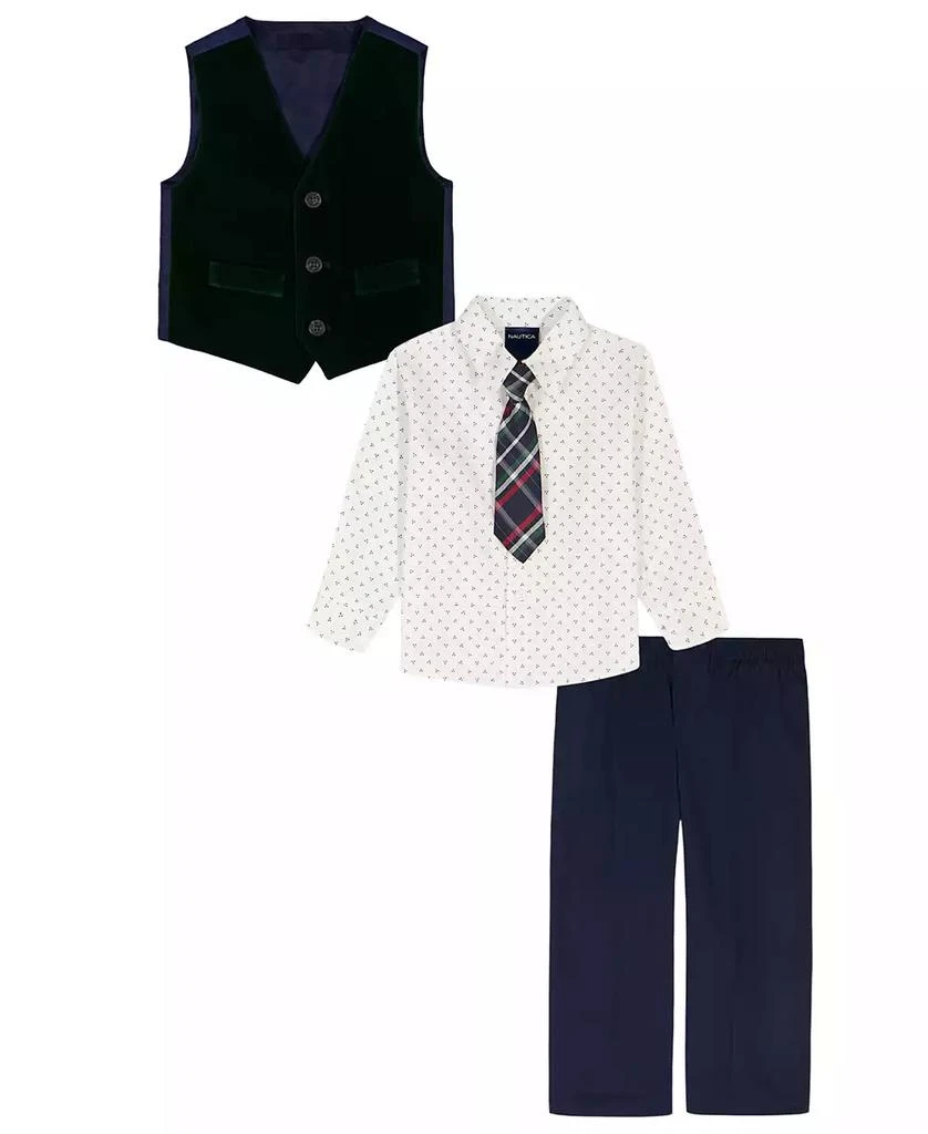 商品Nautica|Baby Boys 4-Piece Green Velvet Duo Vest Set,价格¥442,第2张图片详细描述