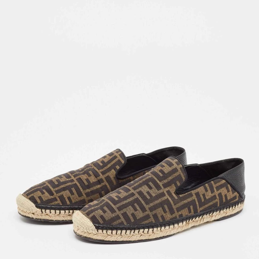 商品[二手商品] Fendi|Fendi Brown/Black Zucca Canvas and Leather Foldable Espadrilles Size 41,价格¥2049,第2张图片详细描述