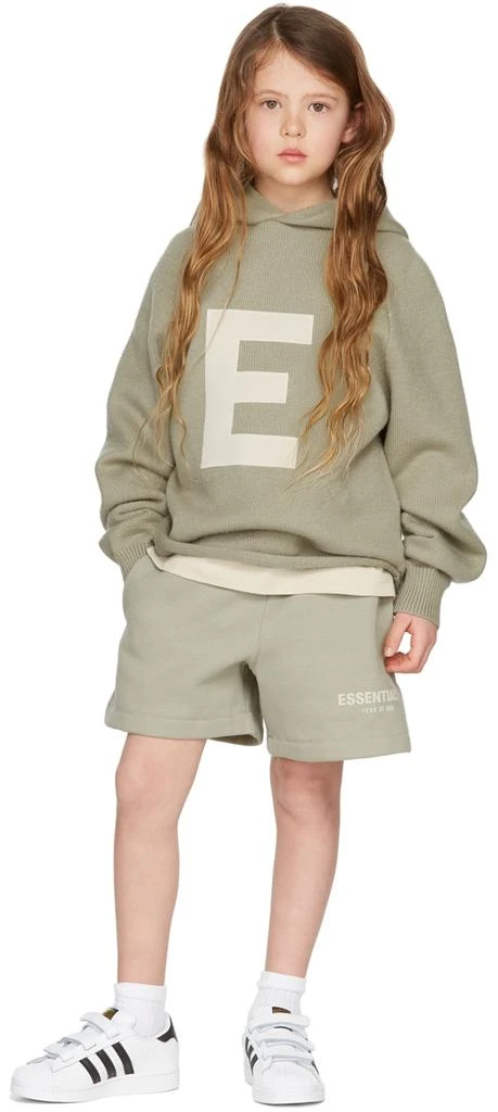 商品Essentials|Kids Green Knit Big E Hoodie,价格¥619,第1张图片