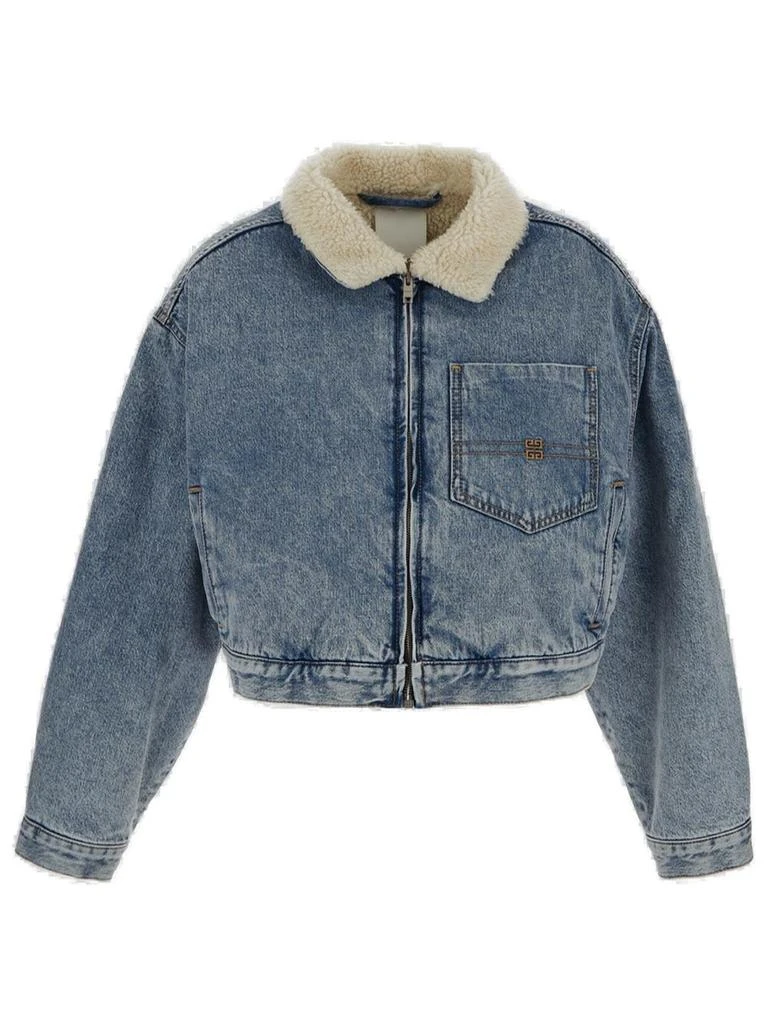 商品Givenchy|Givenchy Shearling Collar Cropped Denim Jacket,价格¥8502,第1张图片