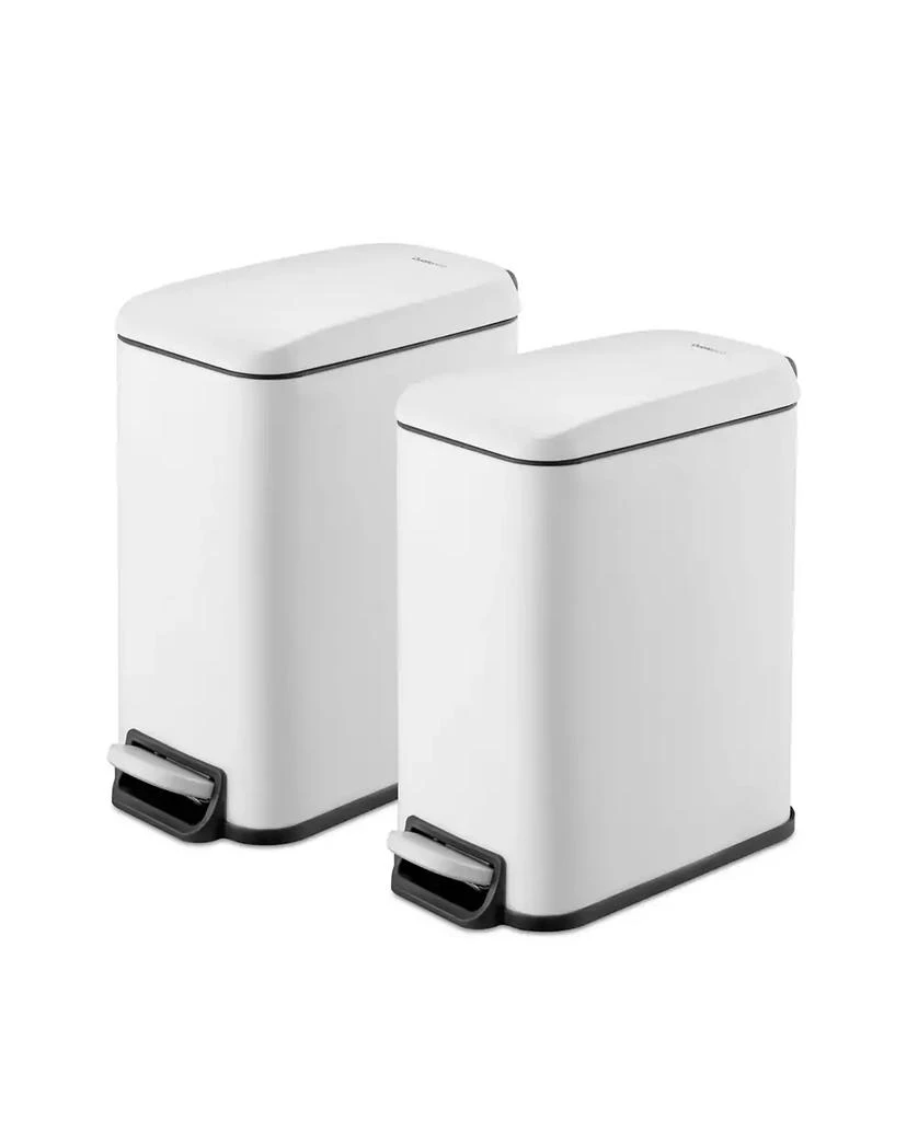 商品QualiaZero|Two 1.3 Gallon Slim Step On Trash Can Set, 2 Pieces, Twin Pack,价格¥202,第1张图片
