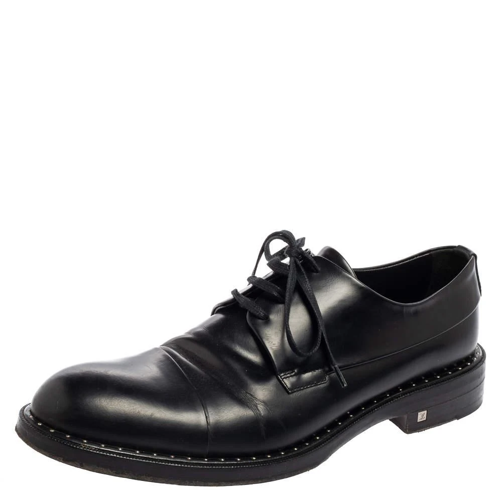 商品[二手商品] Louis Vuitton|Louis Vuitton Black Leather Lace Up Derby Size 42,价格¥2991,第1张图片