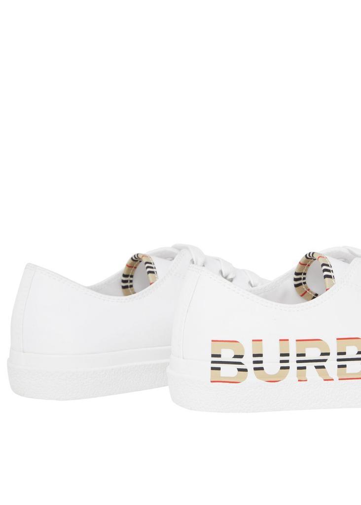 商品Burberry|Icon stripe logo print cotton gabardine sneakers,价格¥1568,第4张图片详细描述