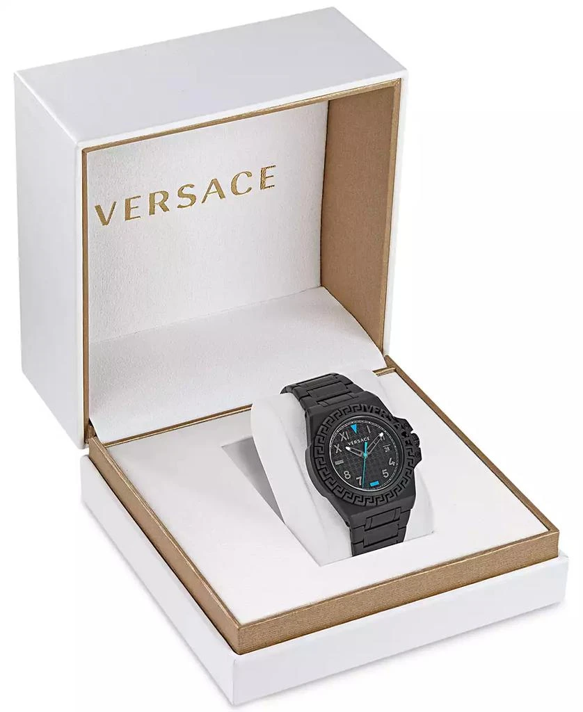 商品Versace|Men's Swiss Greca Reaction Black-Tone Stainless Steel Bracelet Watch 44mm,价格¥8668,第4张图片详细描述