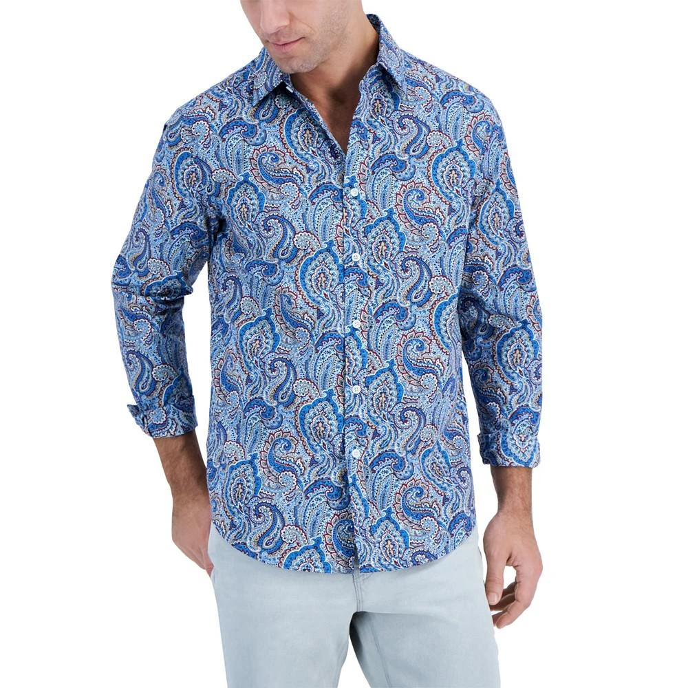 商品Club Room|Men's Long-Sleeve Jewel Paisley Shirt, Created for Macy's,价格¥174,第1张图片