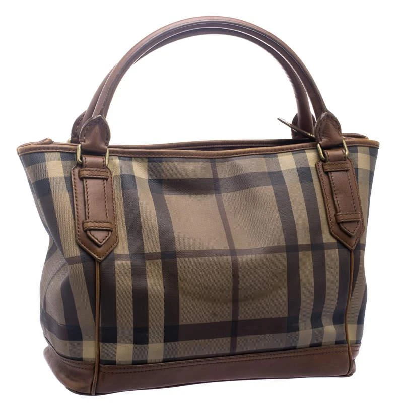 商品[二手商品] Burberry|Burberry Brown Smoke Check PVC and Leather Tote,价格¥1541,第3张图片详细描述