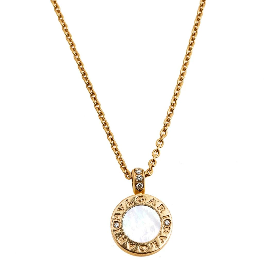 商品[二手商品] BVLGARI|Bvlgari Bvlgari Diamond Mother of Pearl Onyx 18k Rose Gold Pendant Necklace,价格¥12180,第1张图片