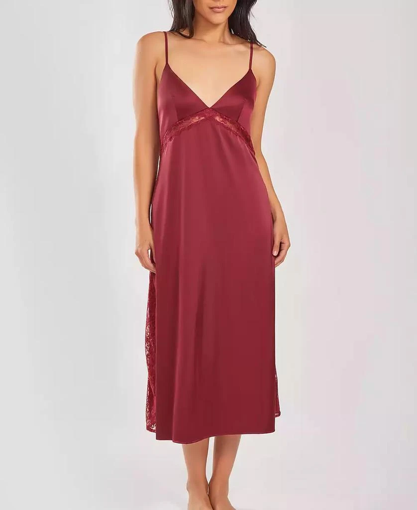 商品iCollection|Women's Silky Open Back Nightgown with Lace Trims,价格¥368,第1张图片
