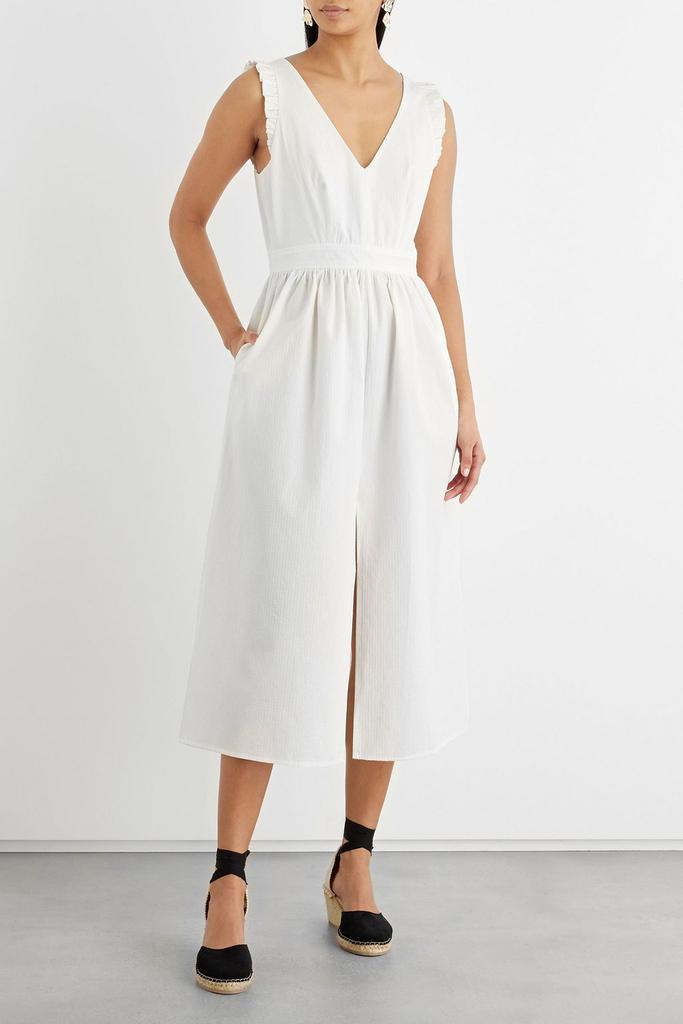 Carmen ruffle-trimmed organic cotton-jacquard midi dress商品第2张图片规格展示