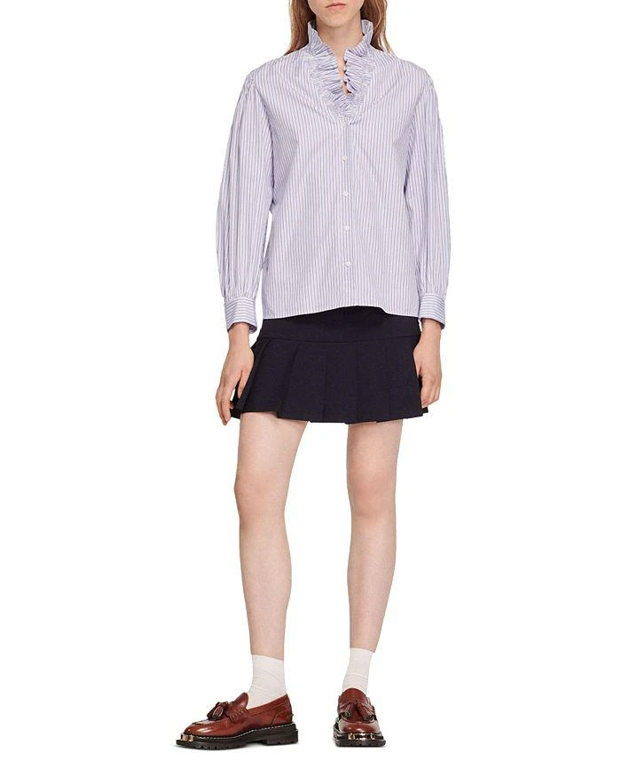 商品Sandro|Keith Ruffled Striped Button Front Shirt,价格¥1545,第3张图片详细描述