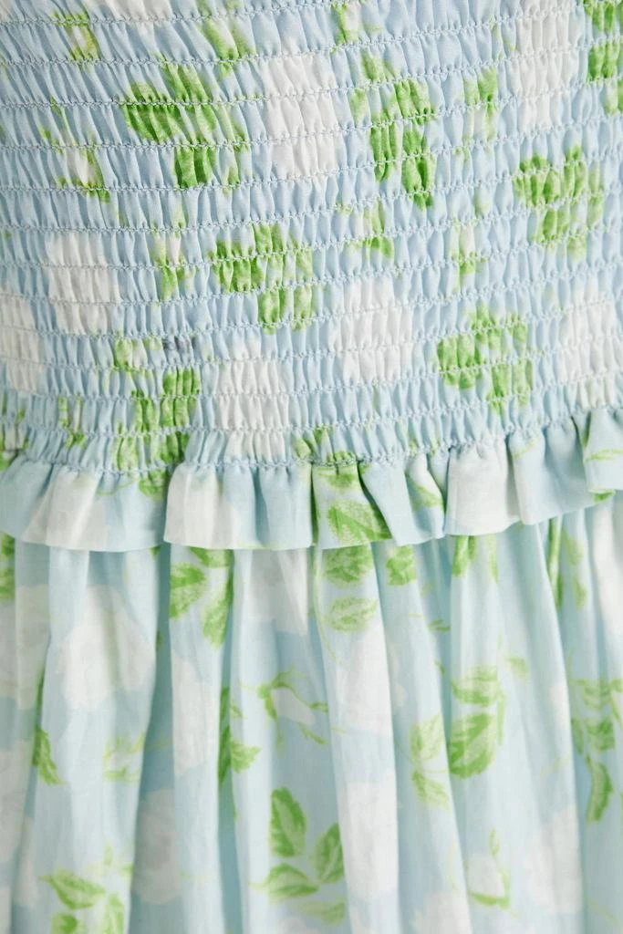 商品Ganni|Shirred floral-print cotton and silk-blend maxi dress,价格¥798,第4张图片详细描述