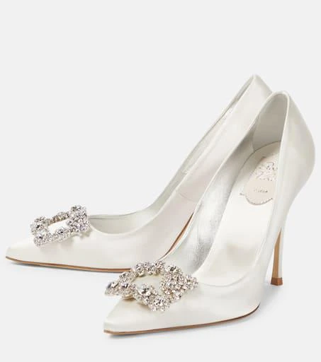 商品Roger Vivier|Flower Strass 100 satin pumps,价格¥17034,第5张图片详细描述