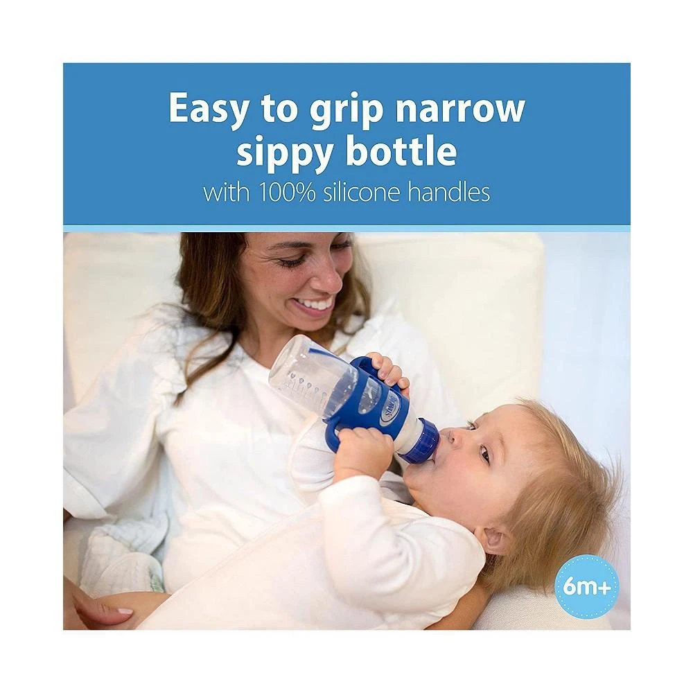 商品Dr. Browns|Narrow Sippy Baby Bottle with 100% Silicone Handles, 8oz, Blue,价格¥121,第2张图片详细描述