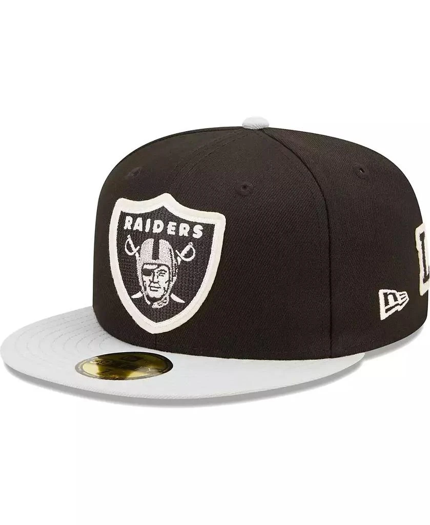 商品New Era|Men's Black, Silver Las Vegas Raiders Super Bowl XVIII Letterman 59FIFTY Fitted Hat,价格¥348,第2张图片详细描述