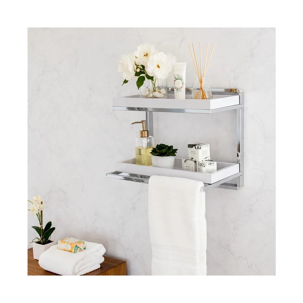 商品Danya B|Wall Mount 2-Tier Chrome Shelving Unit with Towel Rack and Trays,价格¥583,第2张图片详细描述