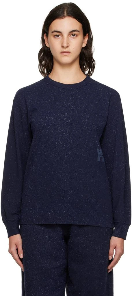 商品Alexander Wang|Navy Glittered Long Sleeve T-Shirt,价格¥1504,第1张图片