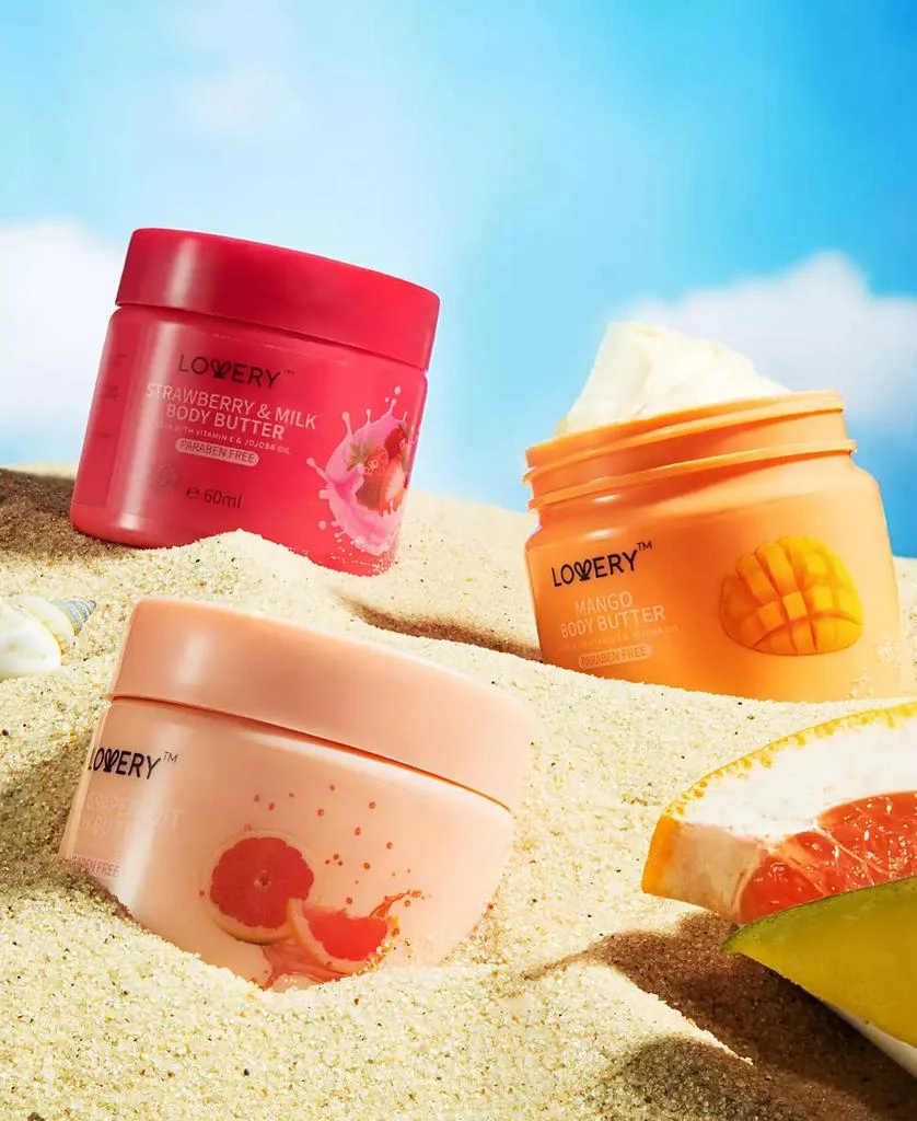 商品Lovery|Pink Grapefruit, Mango, Strawberry Scented Whipped Body Butter, 3-Pack Body Care Gift Set,价格¥141,第4张图片详细描述