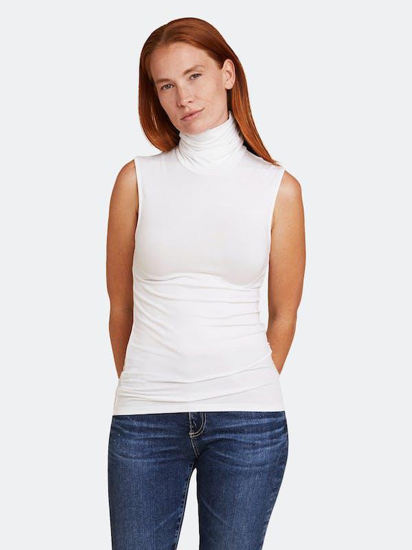 商品Majestic|Soft Touch Sleevless Turtleneck Blanc (White),价格¥883,第1张图片