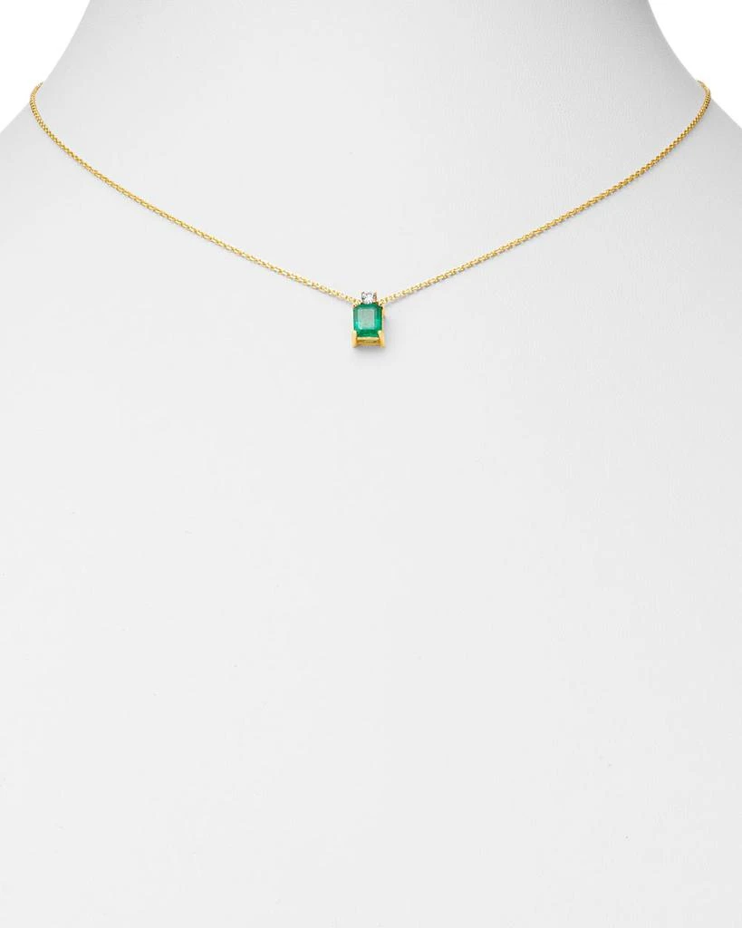 Emerald & Diamond Pendant Necklace in 14K Yellow Gold, 16" 商品