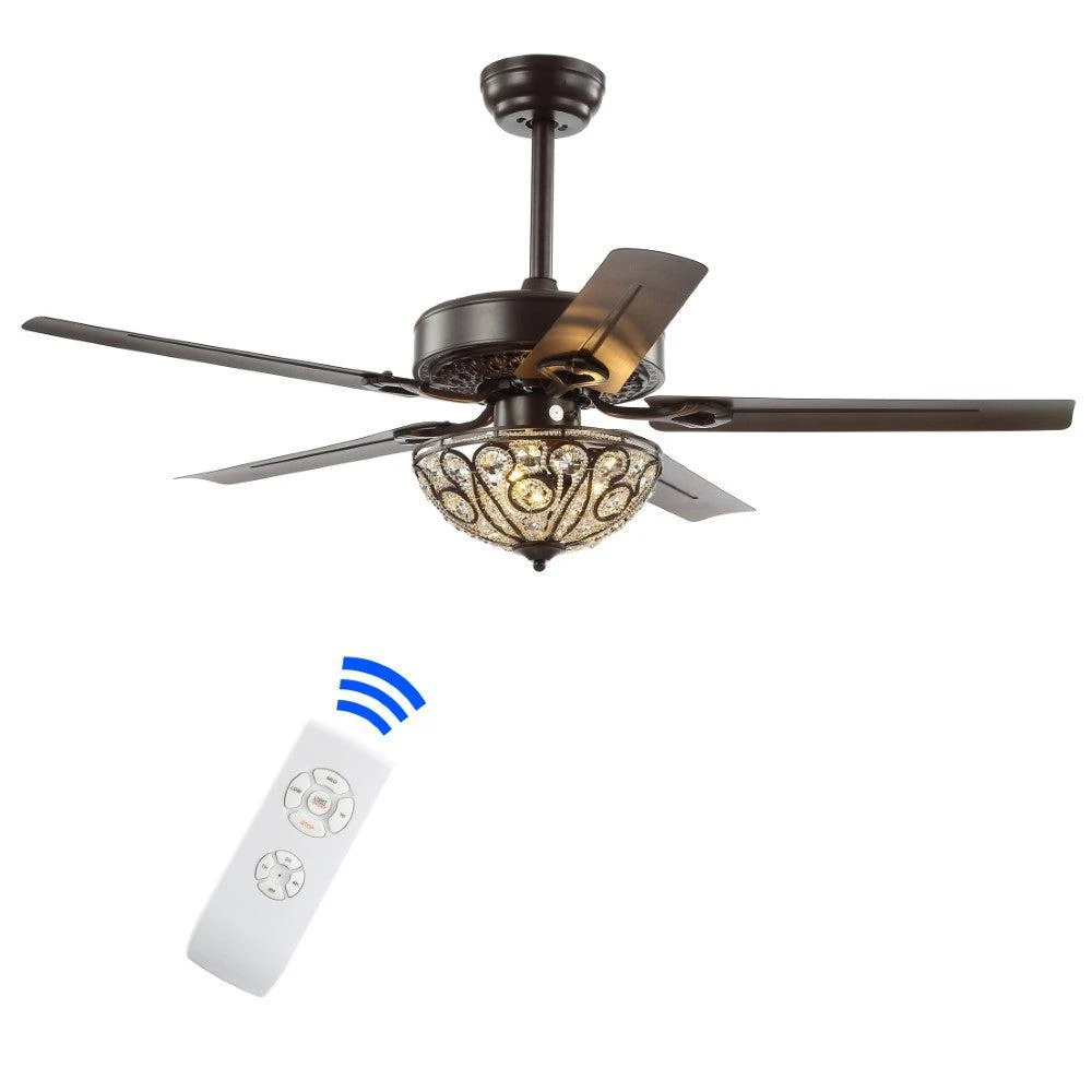 商品JONATHAN Y|Ali 48" 3-Light Wrought Iron LED Ceiling Fan With Remote,价格¥2701,第2张图片详细描述