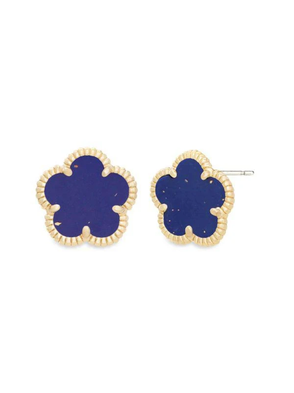 商品JanKuo|Flower 14K Goldplated & Synthetic Sapphire Stud Earrings,价格¥175,第1张图片