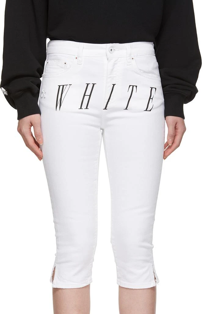 商品Off-White|White Denim Cropped Capri Shorts,价格¥895,第4张图片详细描述