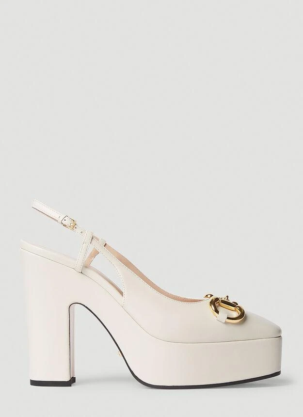 商品Gucci|Horsebit High Heel Shoes in Cream,价格¥8584,第1张图片