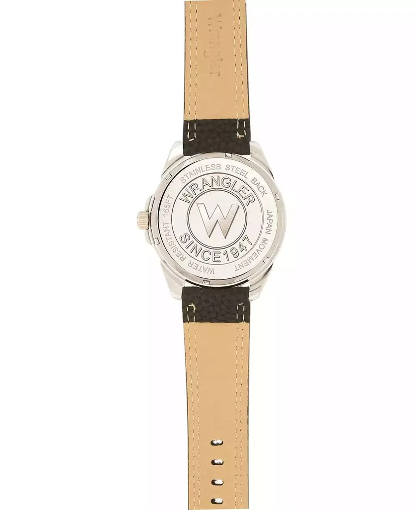 商品Wrangler|Men's Watch, 46MM Silver Colored Case with Embossed Arabic Numerals on Bezel, Black Sunray Dial, with Silver Index Markers, Analog Watch with Black Strap,价格¥425,第4张图片详细描述