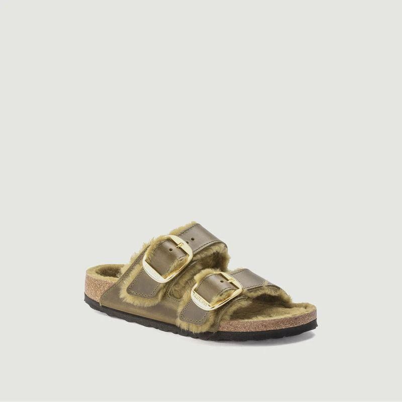 商品Birkenstock|Arizona Big Buckle in lamb fur and oiled leather  Olive  Birkenstock,价格¥863,第2张图片详细描述