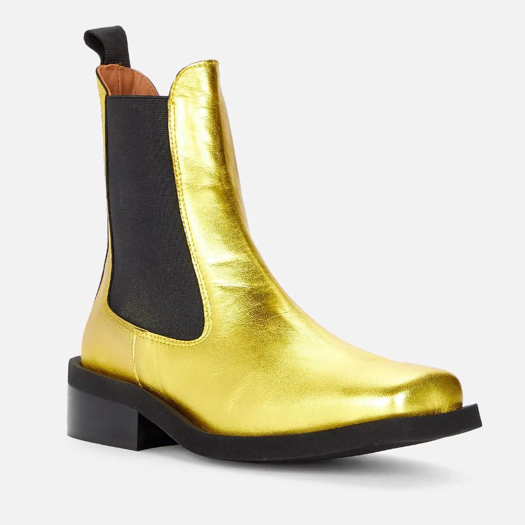 商品Ganni|Ganni Women's Metallic Leather Chelsea Boots - Gold,价格¥1497,第5张图片详细描述