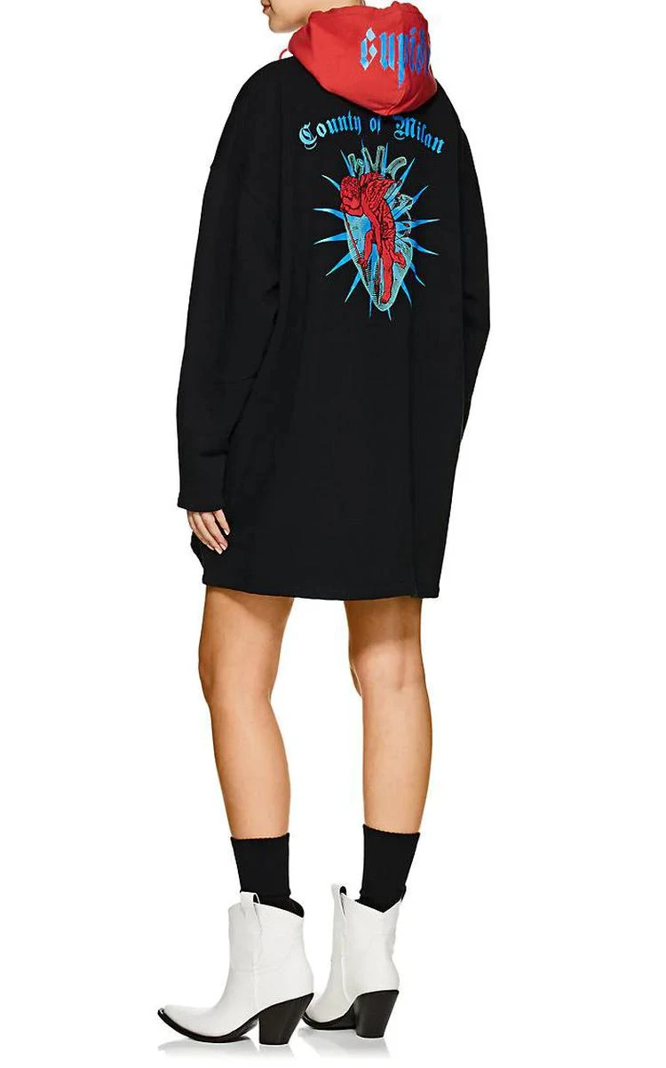 商品Marcelo Burlon|Cupido Cotton Fleece Sweatshirt Dress,价格¥3417,第4张图片详细描述